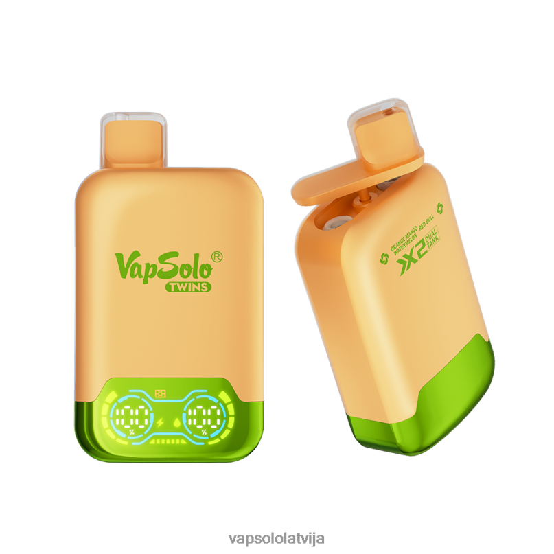 VapSolo Puff - apelsīnu mango arbūzs un sarkanais bullis VapSolo TWINS vienreizējās lietošanas vape X840430
